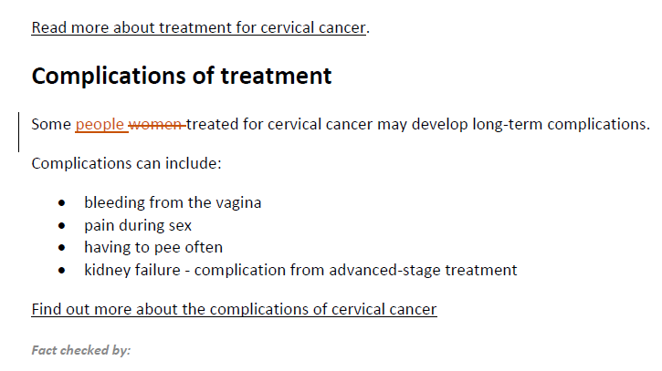 "Women" erased in health information for women